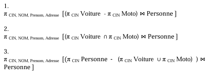 algèbre relationnelle