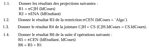 algèbre relationnelle