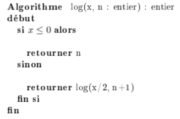 algorithme récursif log